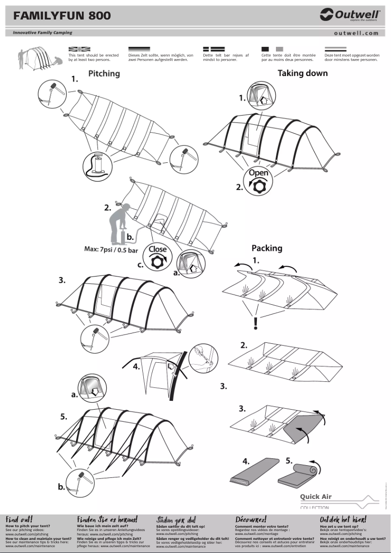 Page 1 de la notice Manuel utilisateur Outwell Familyfun 800