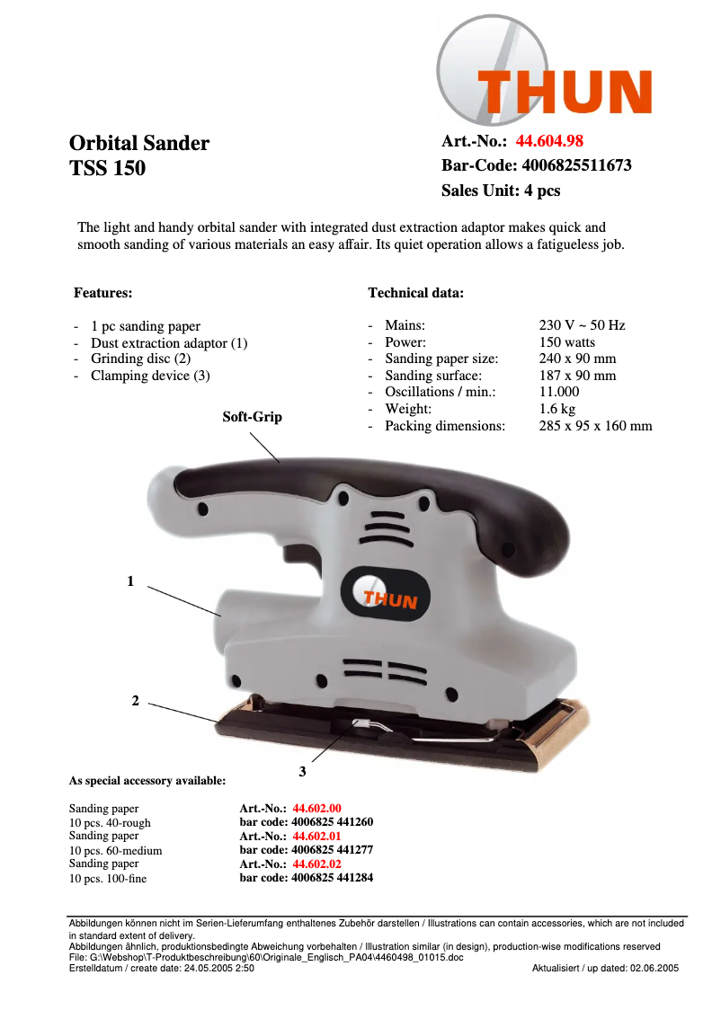 Page 1 de la notice Manuel utilisateur THUN TSS 150