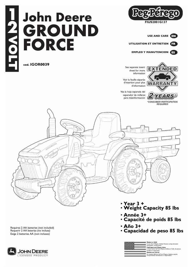 Image de la première page du manuel de l'appareil John Deere Ground Force