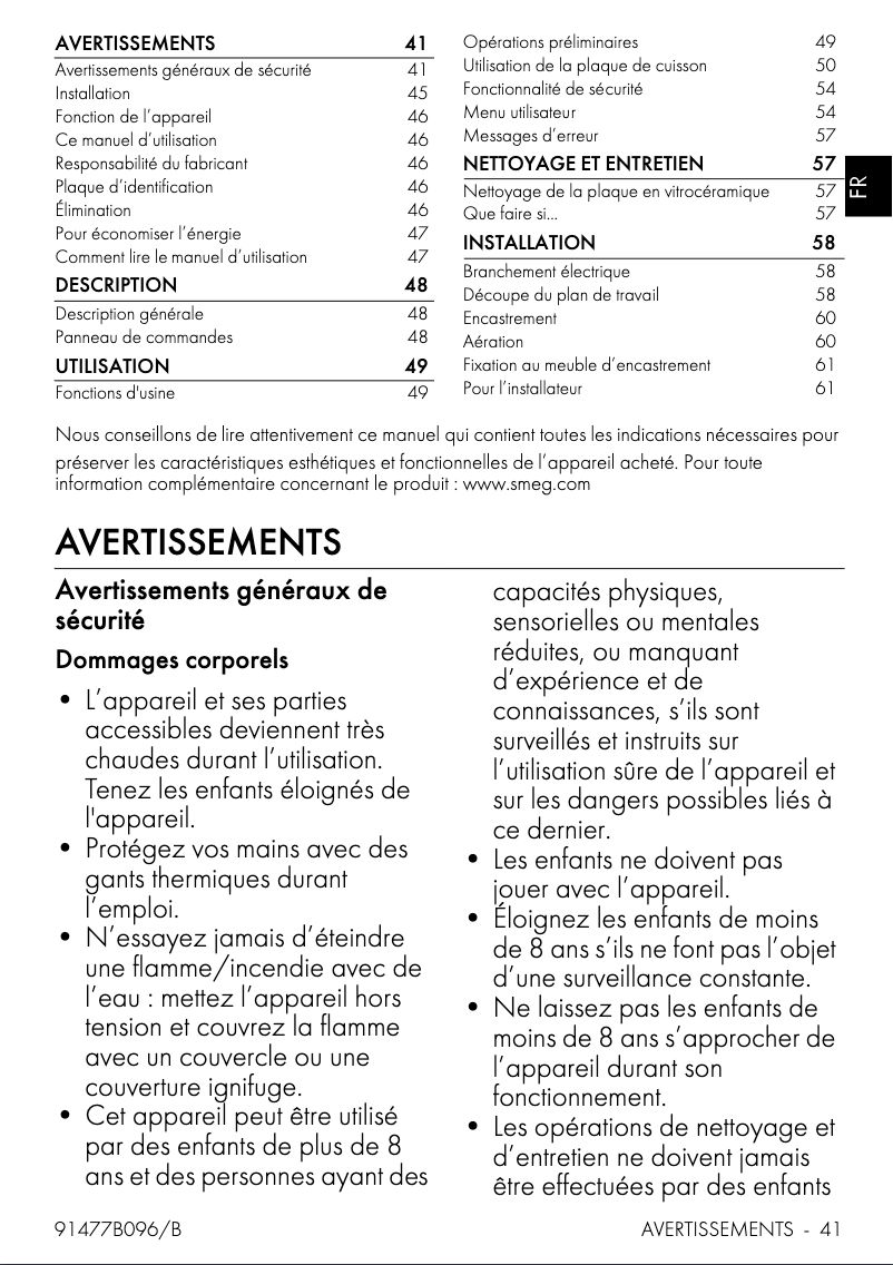Page n°1 - Manuel utilisateur Smeg SI2M5643D1