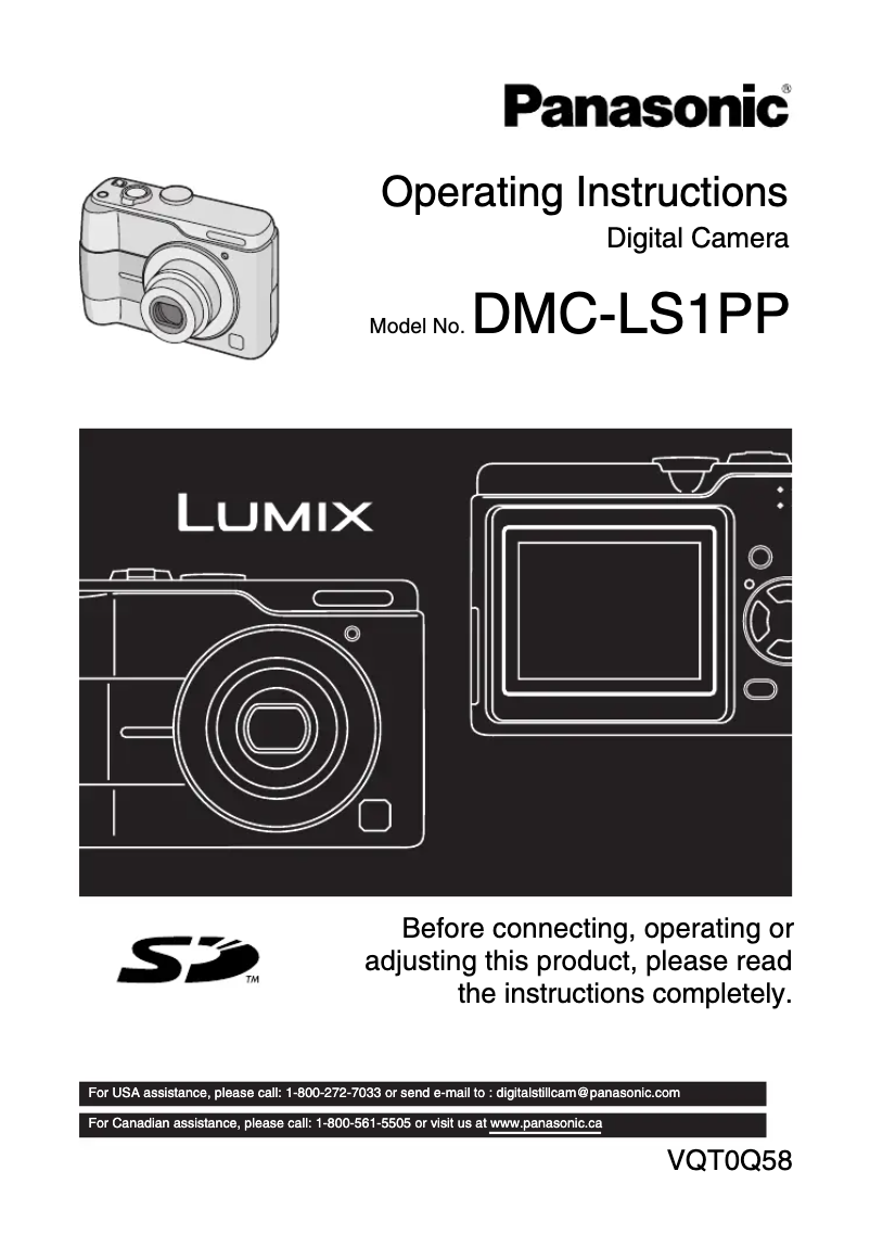 Page n°1 - Manuel utilisateur Panasonic Lumix DMC-LS1PP