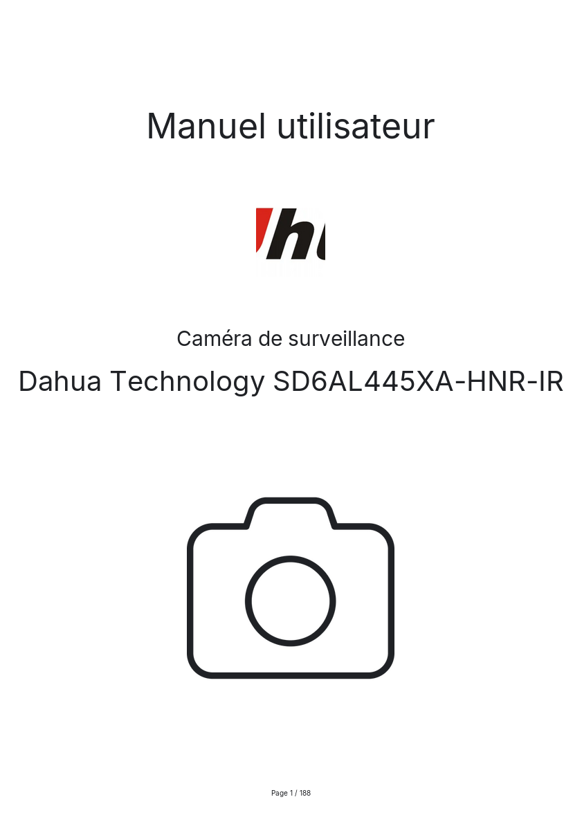 Image de la première page du manuel de l'appareil SD6AL445XA-HNR-IR