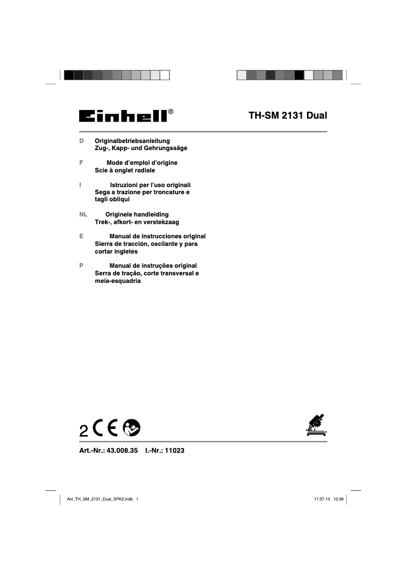 Page 1 de la notice Mode d'emploi Einhell TH-SM 2131 Dual