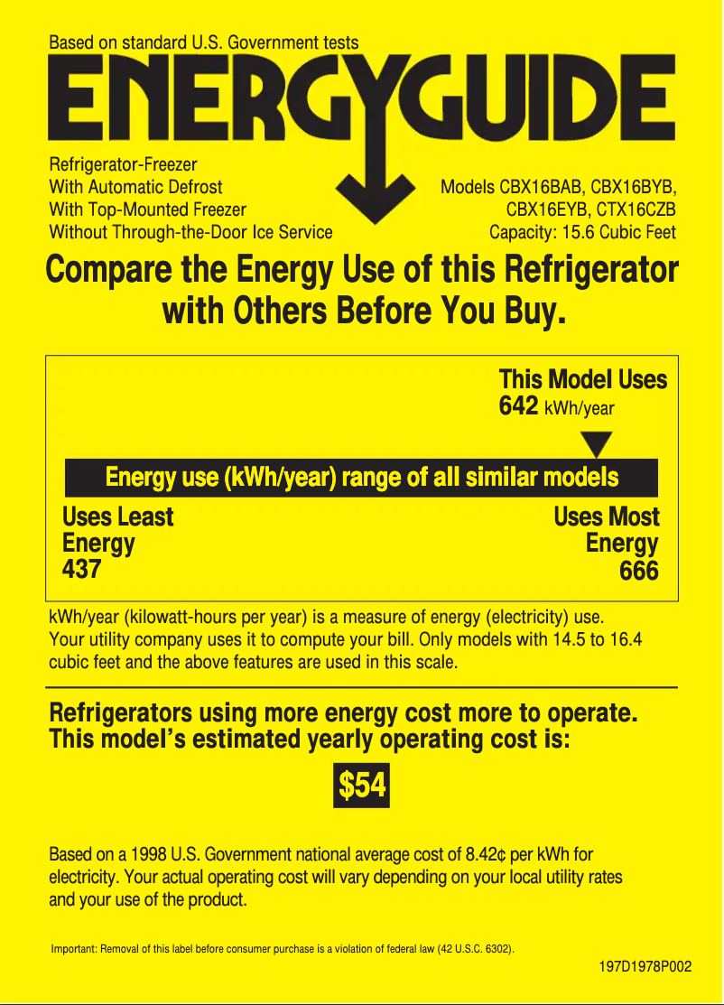 Page n°1 - Label énergétique Hotpoint CTX16CZBLWW