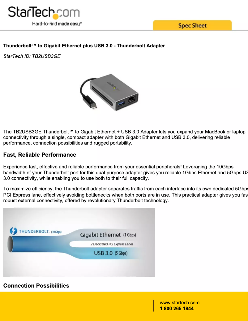 Page n°1 - Brochure StarTech.com TB2USB3GE