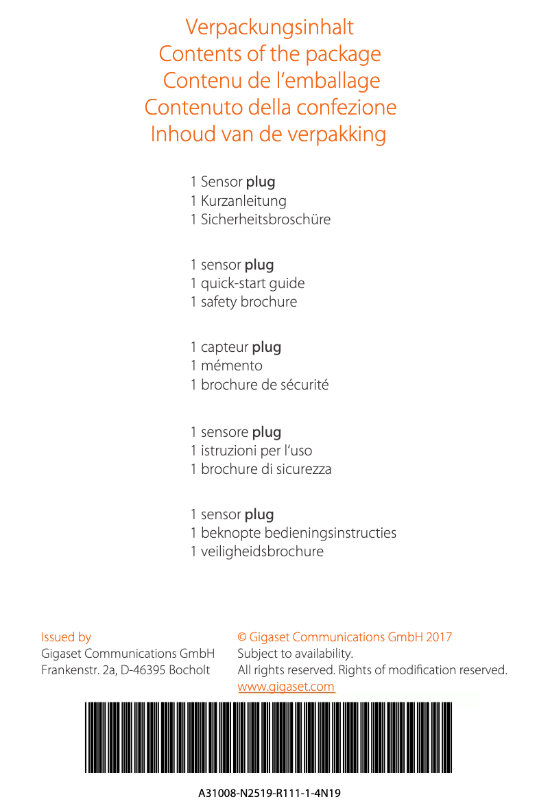 Page n°1 - Manuel utilisateur Gigaset Plug