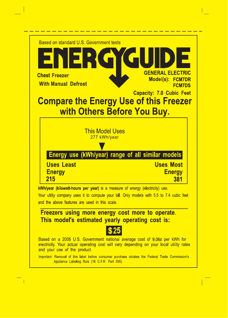 Página 1 del manual Etiqueta energética GE FCM7DSWH