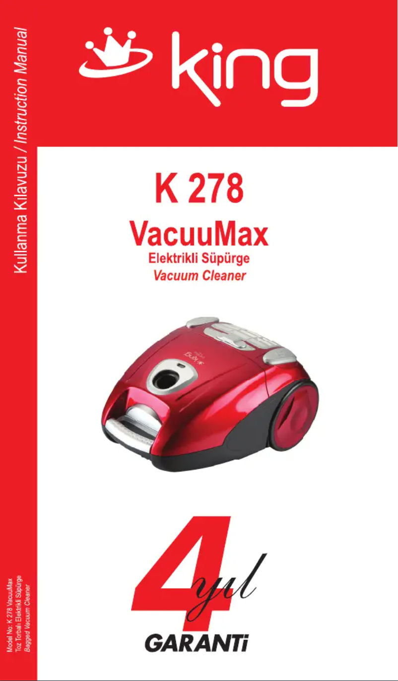 Page 1 de la notice Manuel utilisateur King VacuuMax K 278