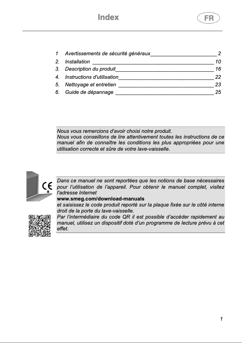 Page n°1 - Manuel utilisateur Smeg LVS345BQSTX