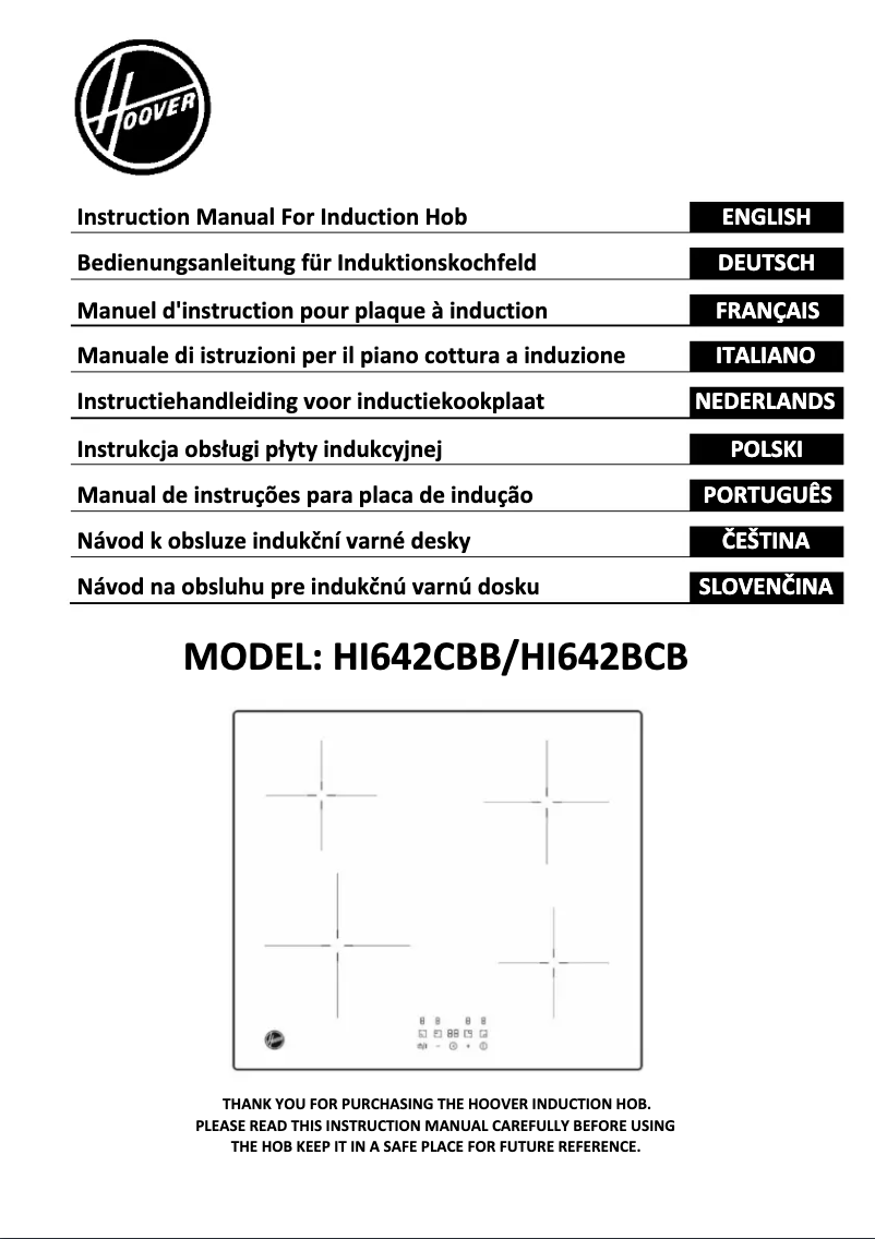 Page 1 de la notice Manuel utilisateur Hoover HI642CBB