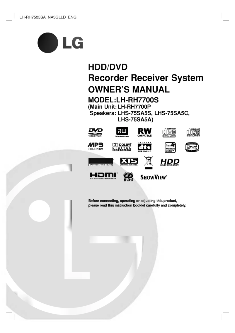 Página 1 del manual Manual de usuario LG LH-RH7505SA
