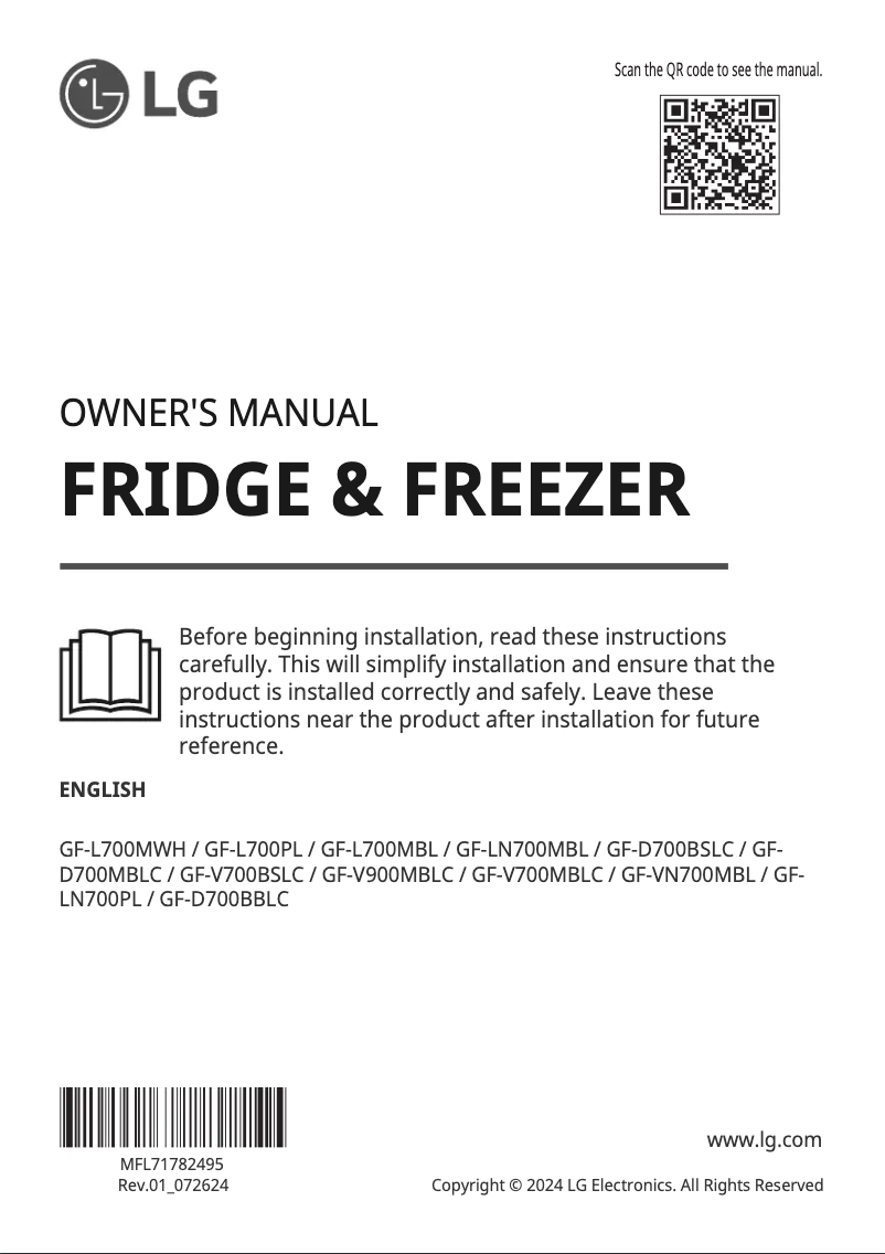 Page n°1 - Manuel utilisateur LG GF-LN700MBL
