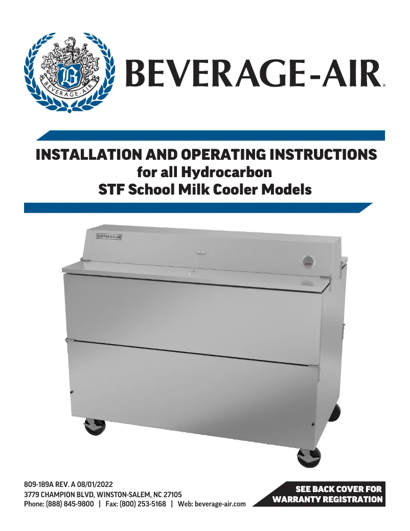 Page 1 de la notice Manuel utilisateur Beverage-Air STF58HC