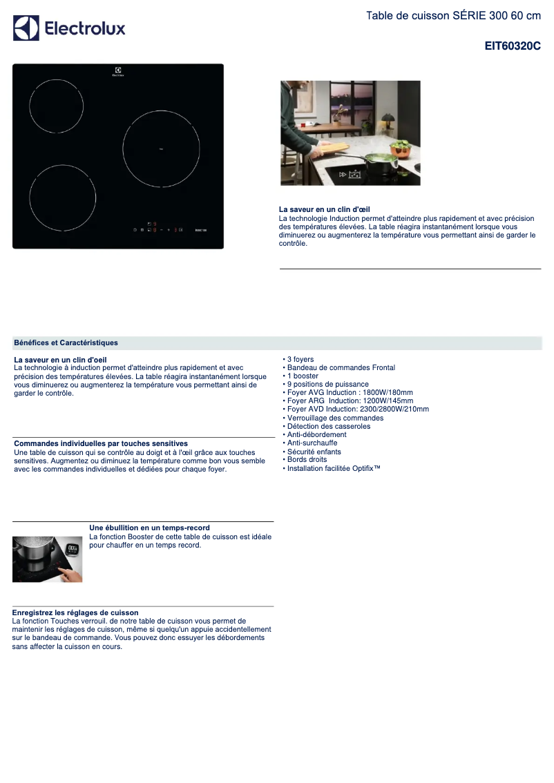 Page n°1 - Fiche technique Electrolux EIT60320C
