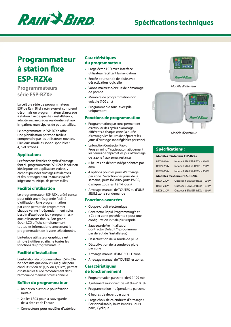 Image de la première page du manuel de l'appareil ESP-RZXe