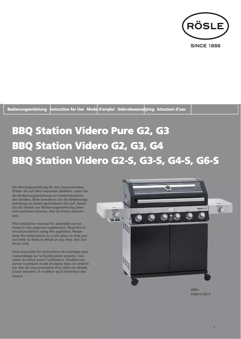 Image de la première page du manuel de l'appareil Videro G2-S Vario