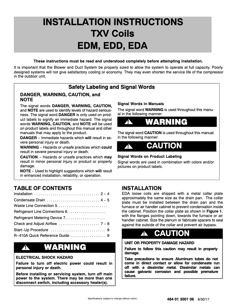 Page 1 de la notice Manuel utilisateur Arcoaire EDM4X36JAL