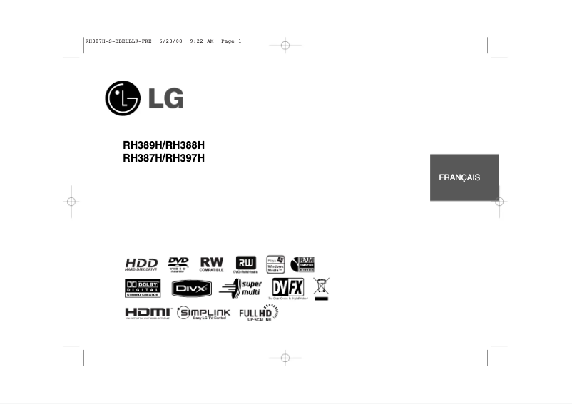 Page n°1 - Manuel utilisateur LG RH388H-S