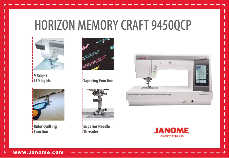 Page n°1 - Fiche technique Janome Memory Craft 9450QCP