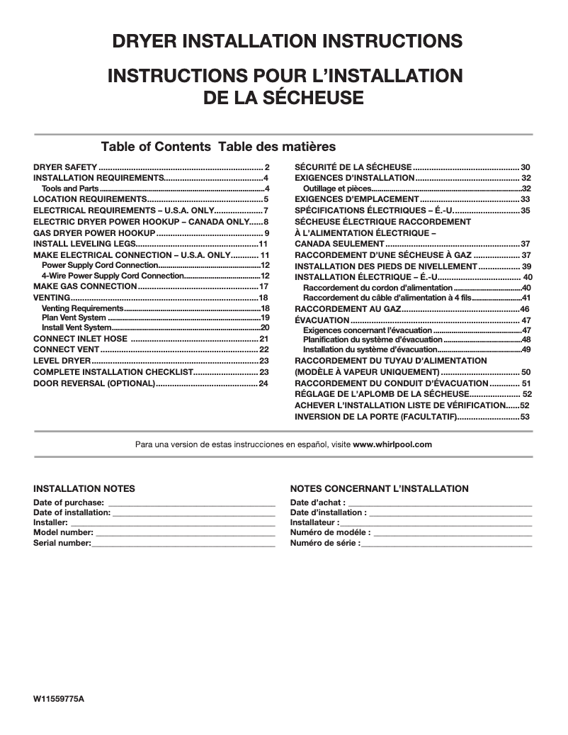 Page n°1 - Informations de garantie Maytag MGD6630HC