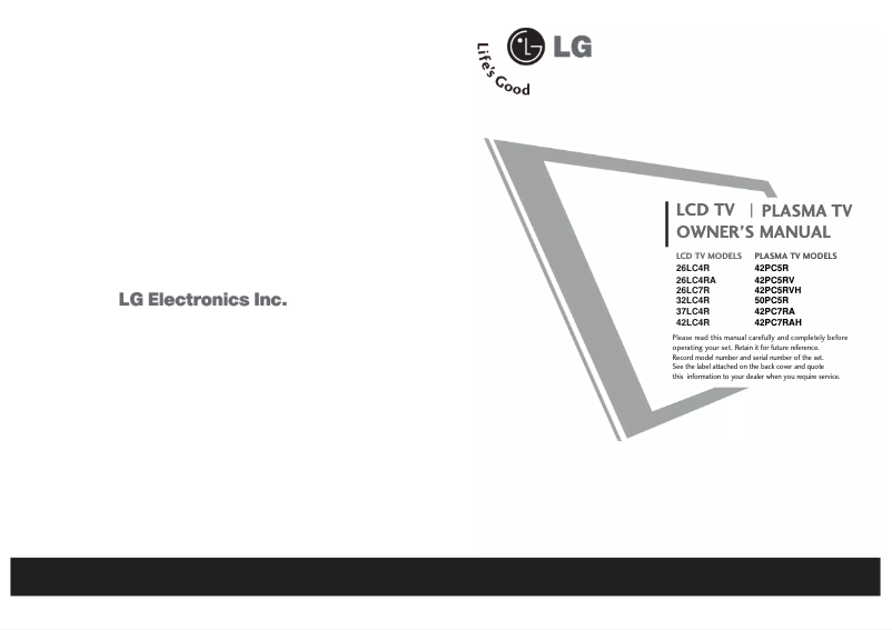 Page 1 de la notice Manuel utilisateur LG 26LC4RA