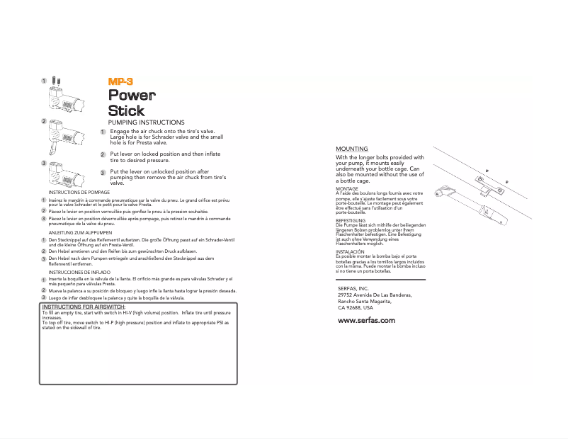 Page n°1 - Manuel utilisateur Serfas MP-3
