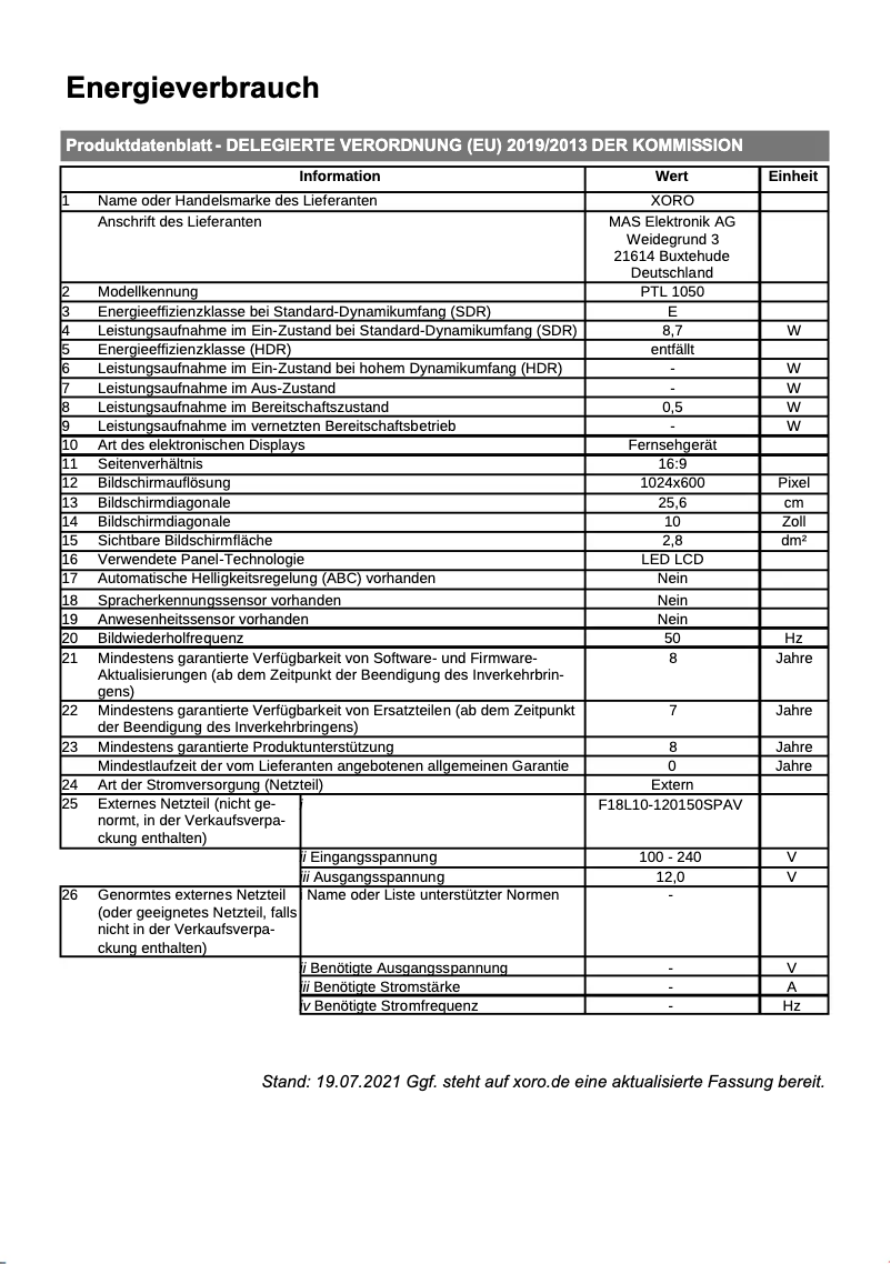 Image de la première page du manuel de l'appareil PTL 1050