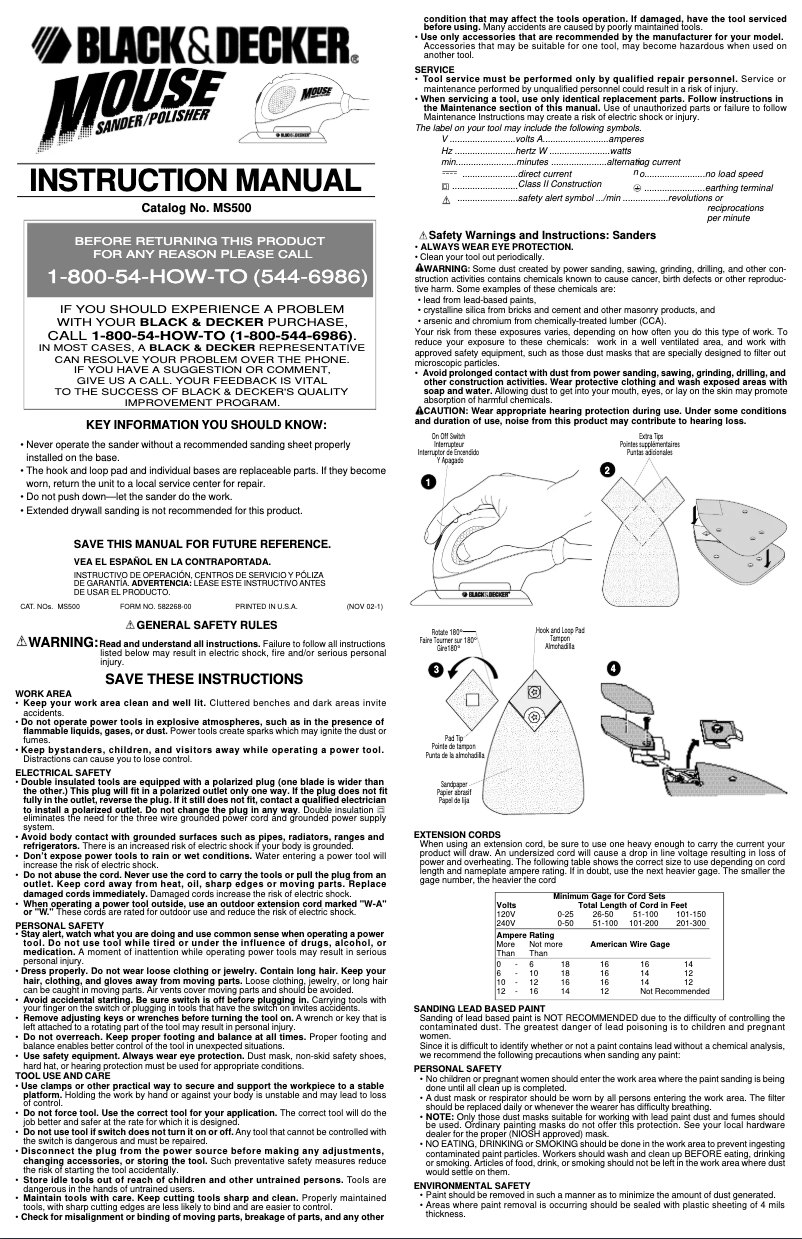 Page n°1 - Manuel utilisateur Black & Decker MS500