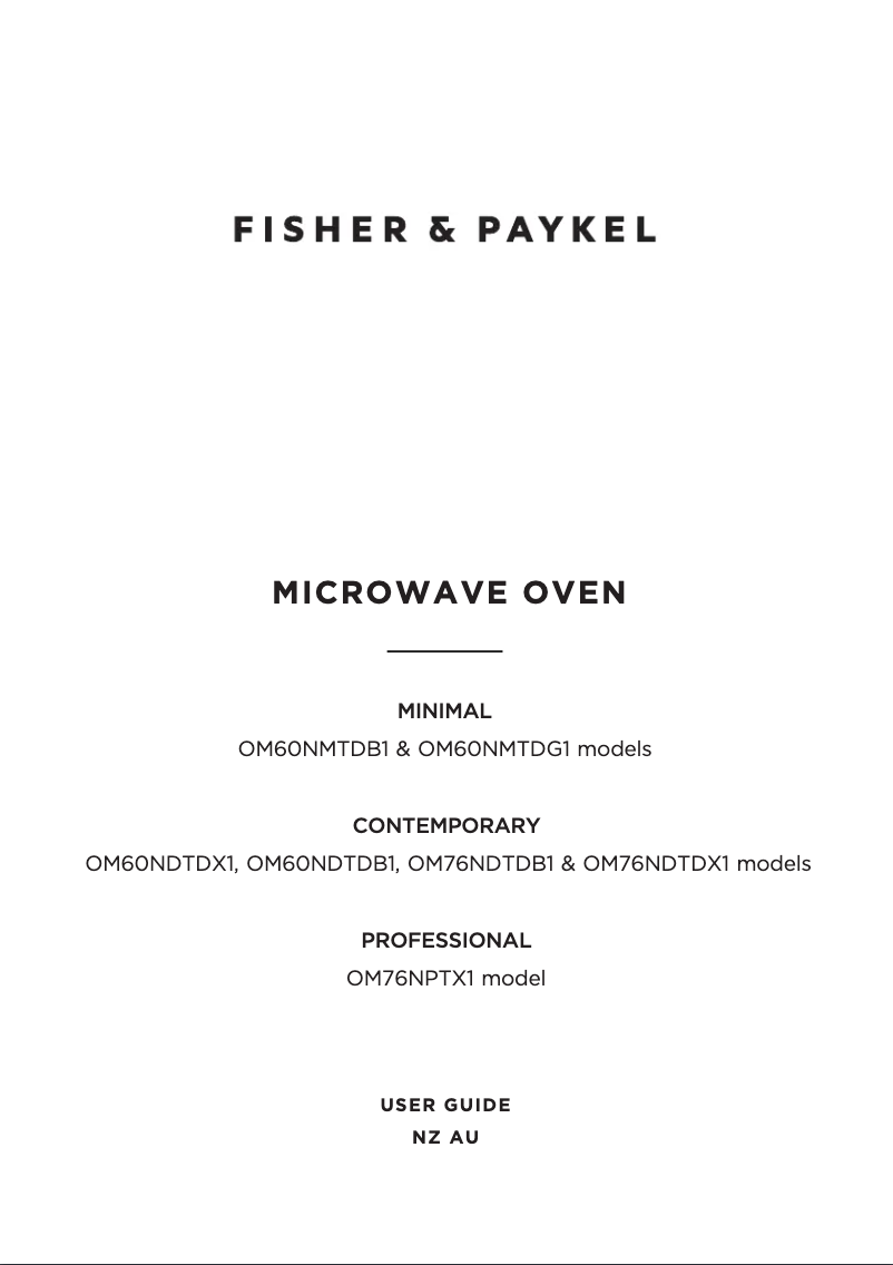 Page n°1 - Manuel utilisateur Fisher & Paykel OM76NDTDX1