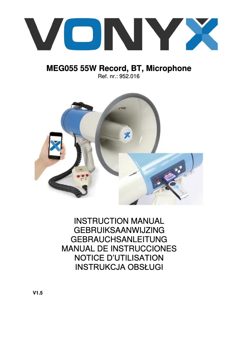 Page 1 de la notice Manuel utilisateur Vonyx MEG055