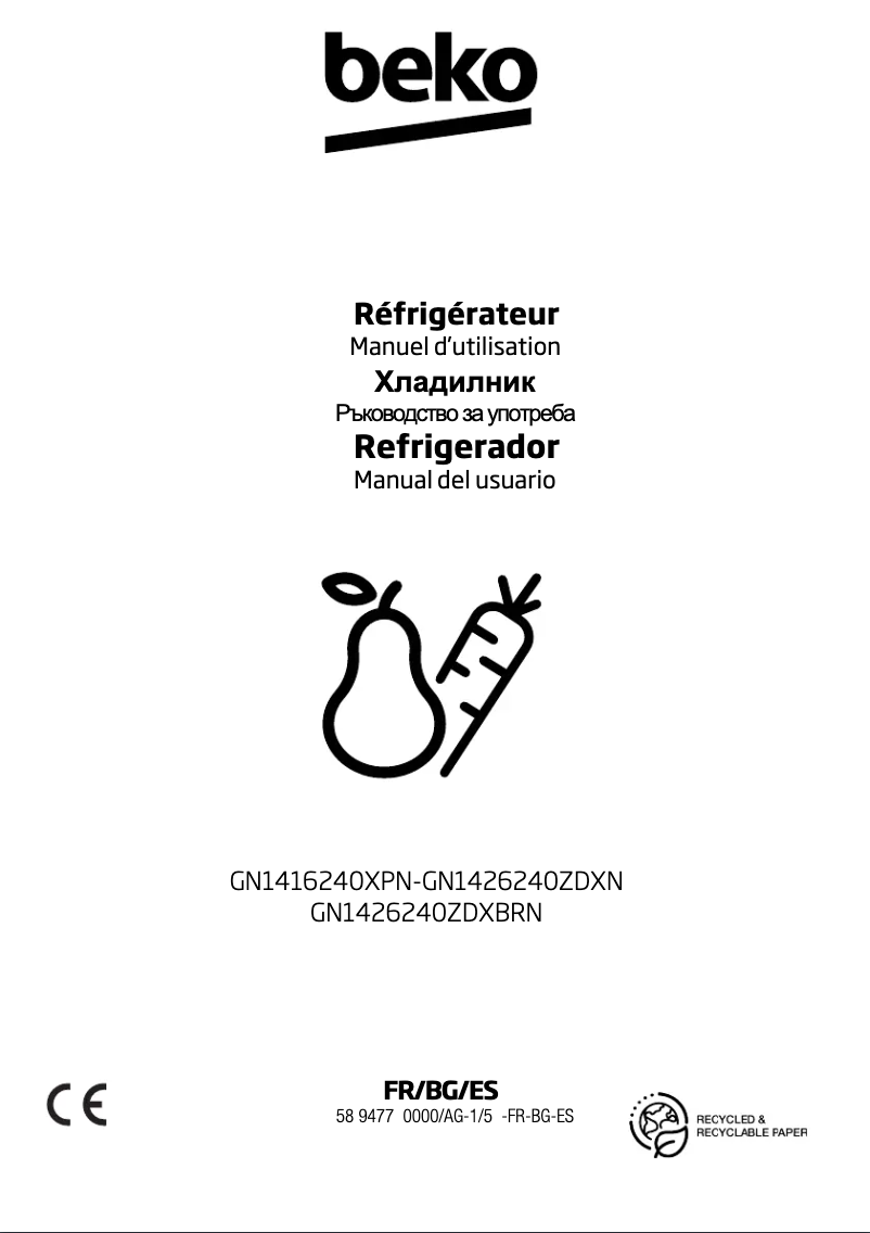 Page 1 de la notice Manuel utilisateur Beko GN1416240XPN