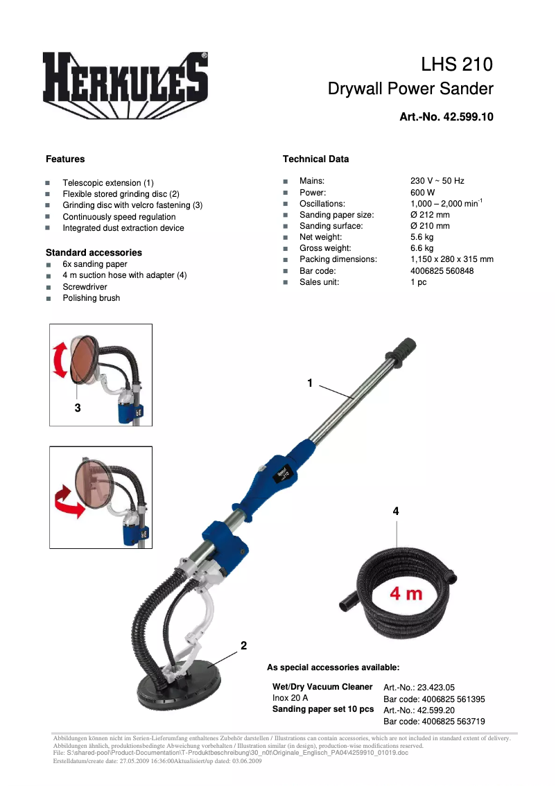 Page 1 de la notice Manuel utilisateur Herkules LHS 210