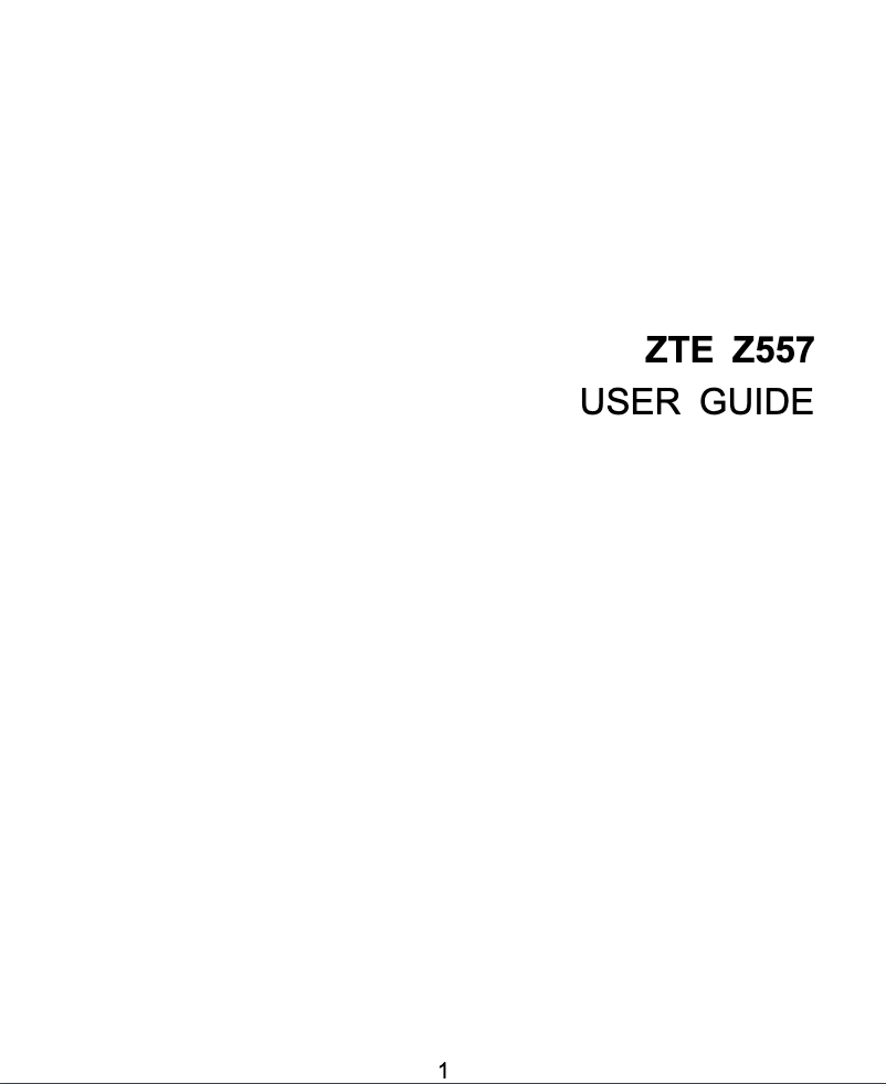 Page n°1 - Manuel utilisateur ZTE Z557