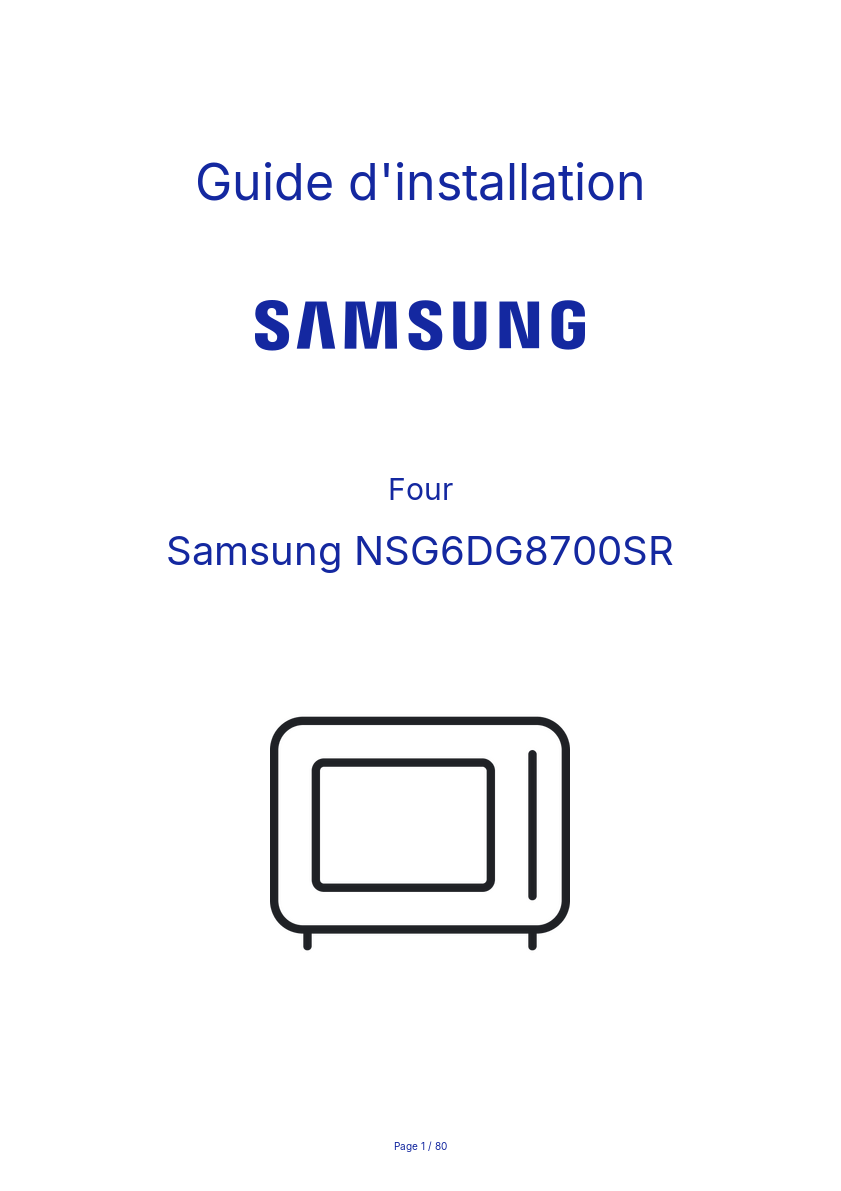 Page n°1 - Guide d'installation Samsung NSG6DG8700SR