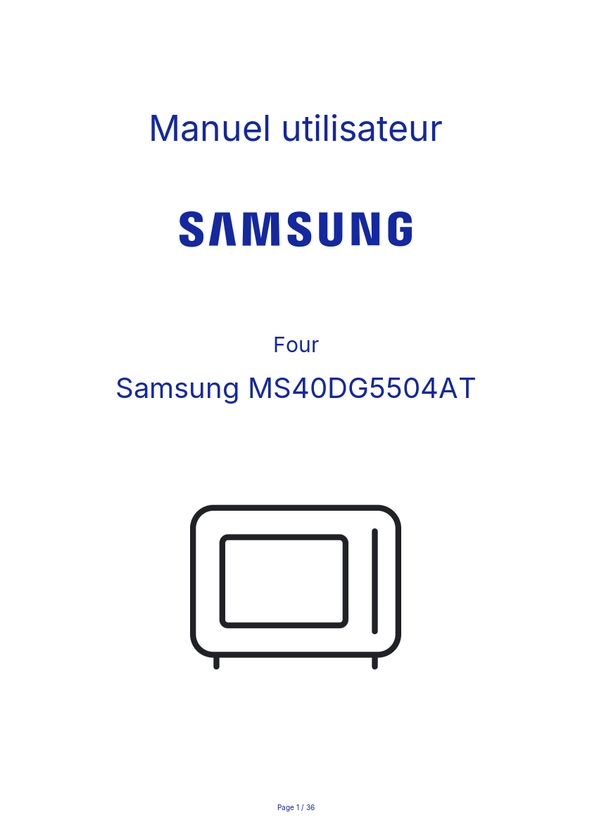 Page n°1 - Manuel utilisateur Samsung MS40DG5504AT