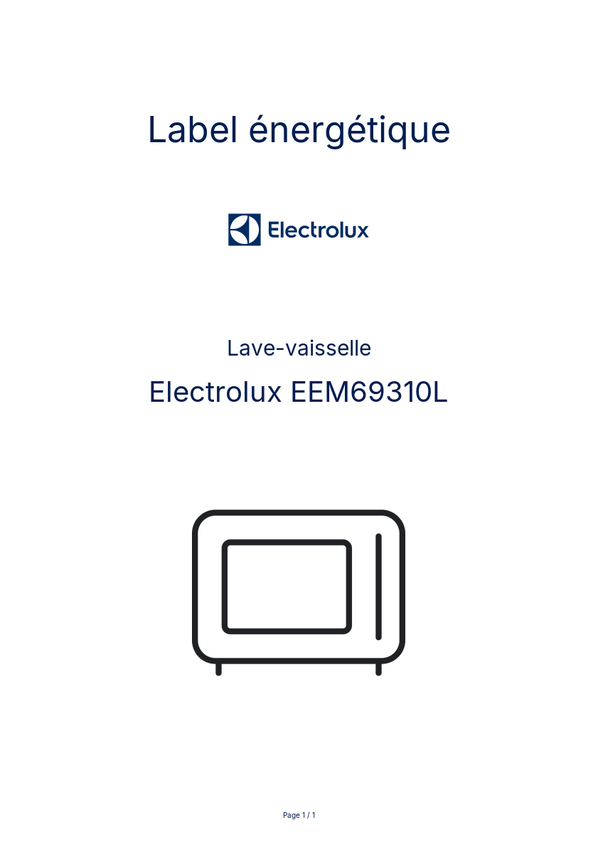 Page n°1 - Label énergétique Electrolux EEM69310L