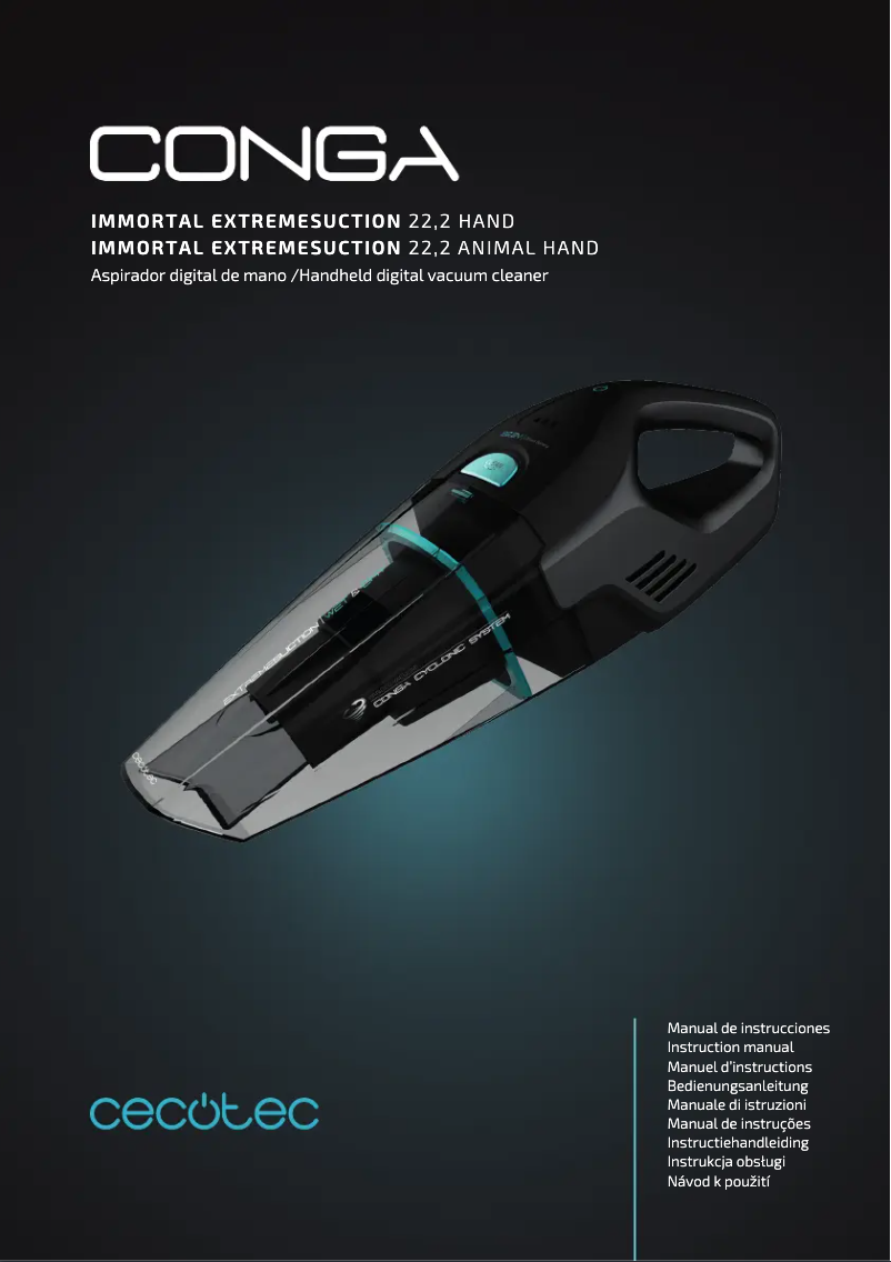 Page 1 of the manual User Manual Cecotec Conga Immortal Extreme Suction 22,2 Animal Hand