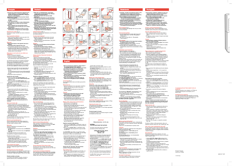 Page 1 de la notice Manuel utilisateur Philips Cafe Cino HD7110