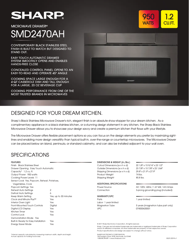 Page n°1 - Fiche technique Sharp SMD2470AH