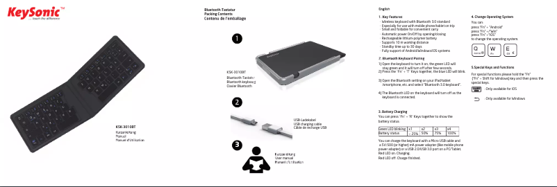 Image de la première page du manuel de l'appareil KSK-3010BT