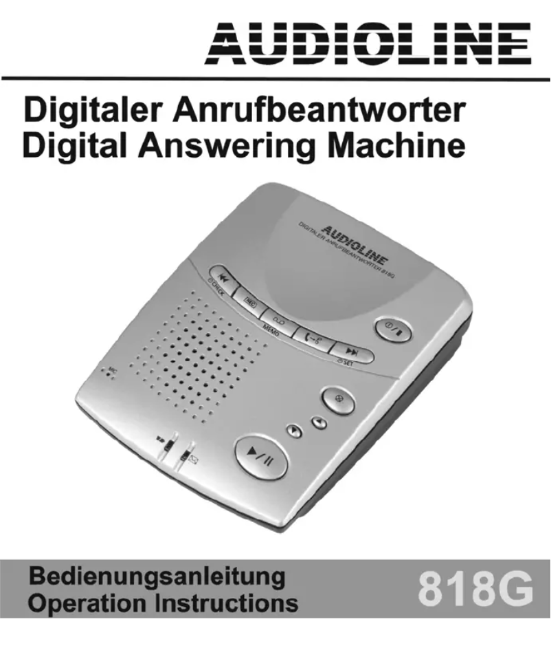 Page n°1 - Manuel utilisateur Audioline AB 818 G