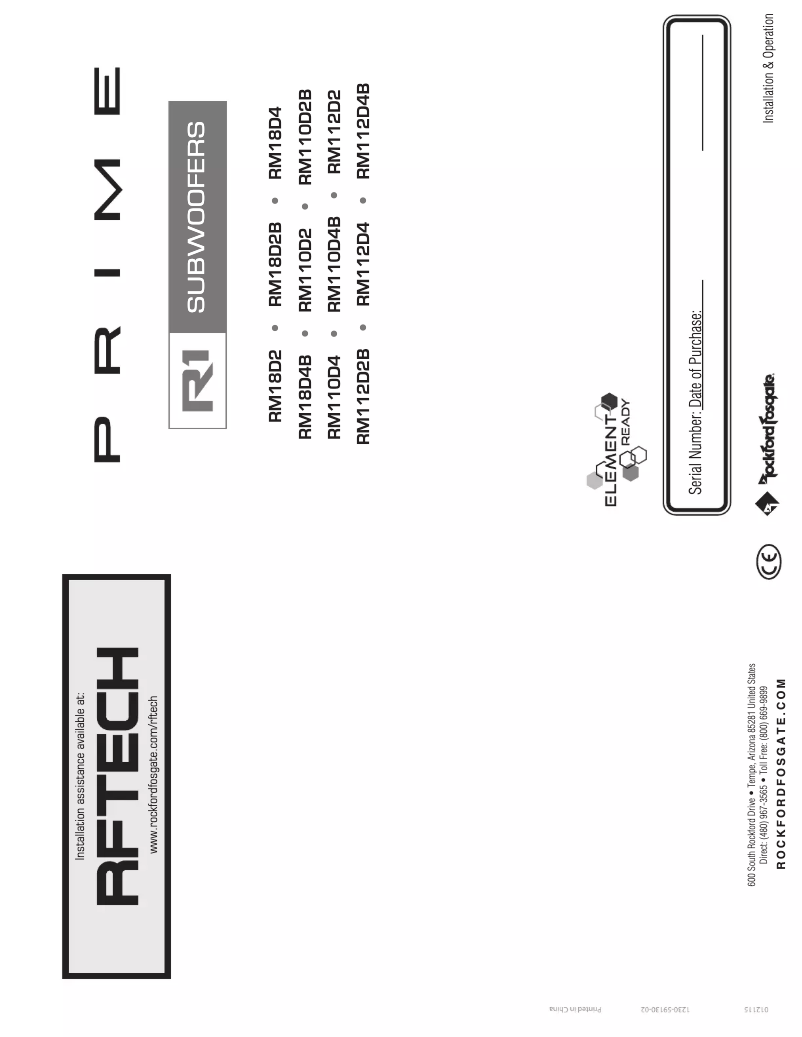 Page n°1 - Manuel utilisateur Rockford Fosgate Prime RM112D4B