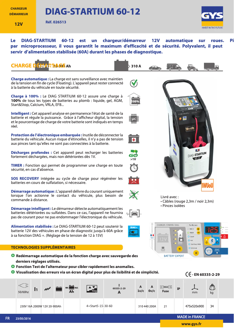 Image de la première page du manuel de l'appareil Diag-Startium 60-12