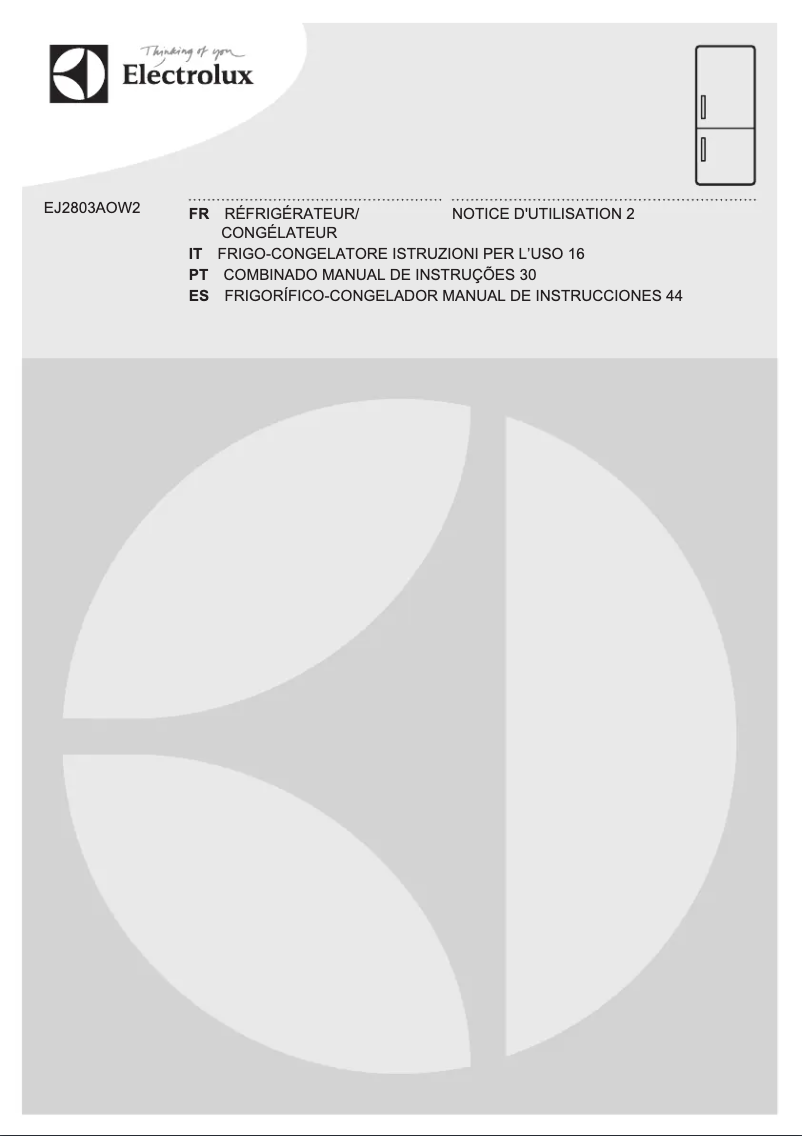 Page 1 de la notice Manuel utilisateur Electrolux EJ2803AOW2