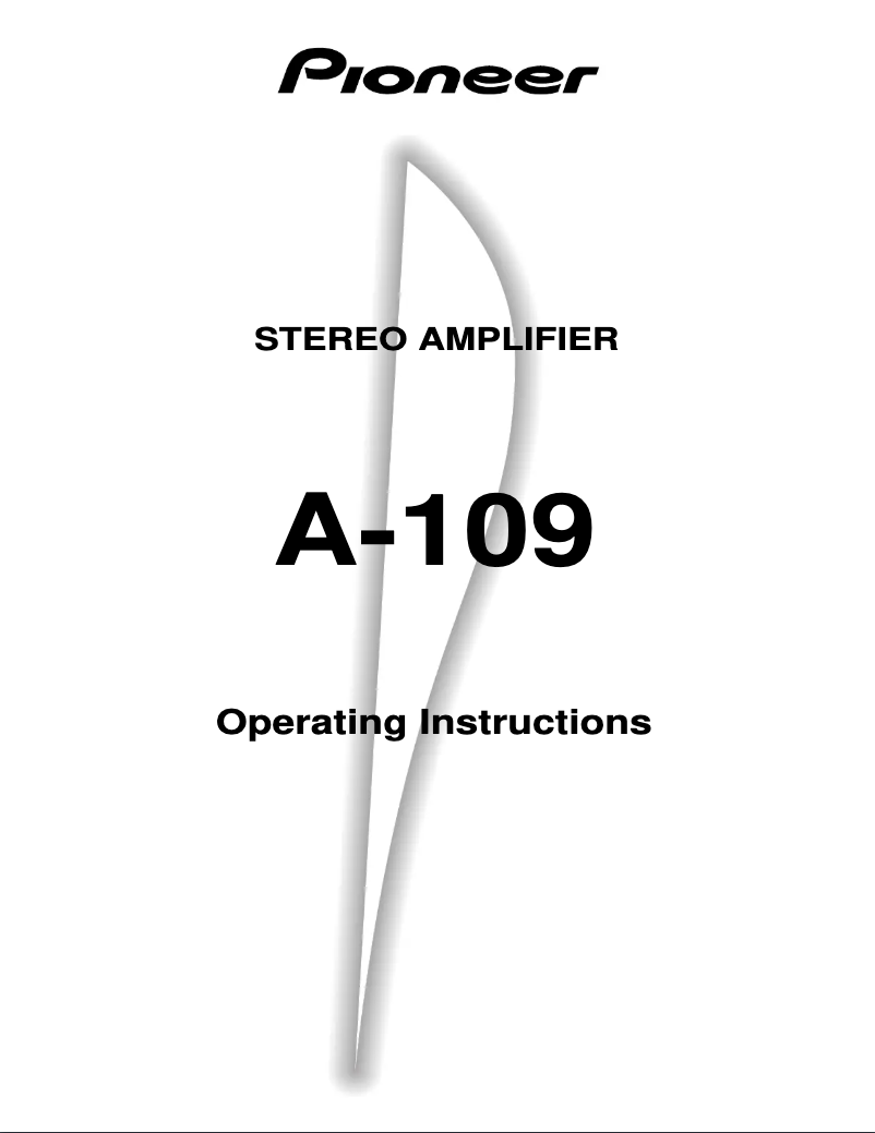 Page n°1 - Manuel utilisateur Pioneer A-109
