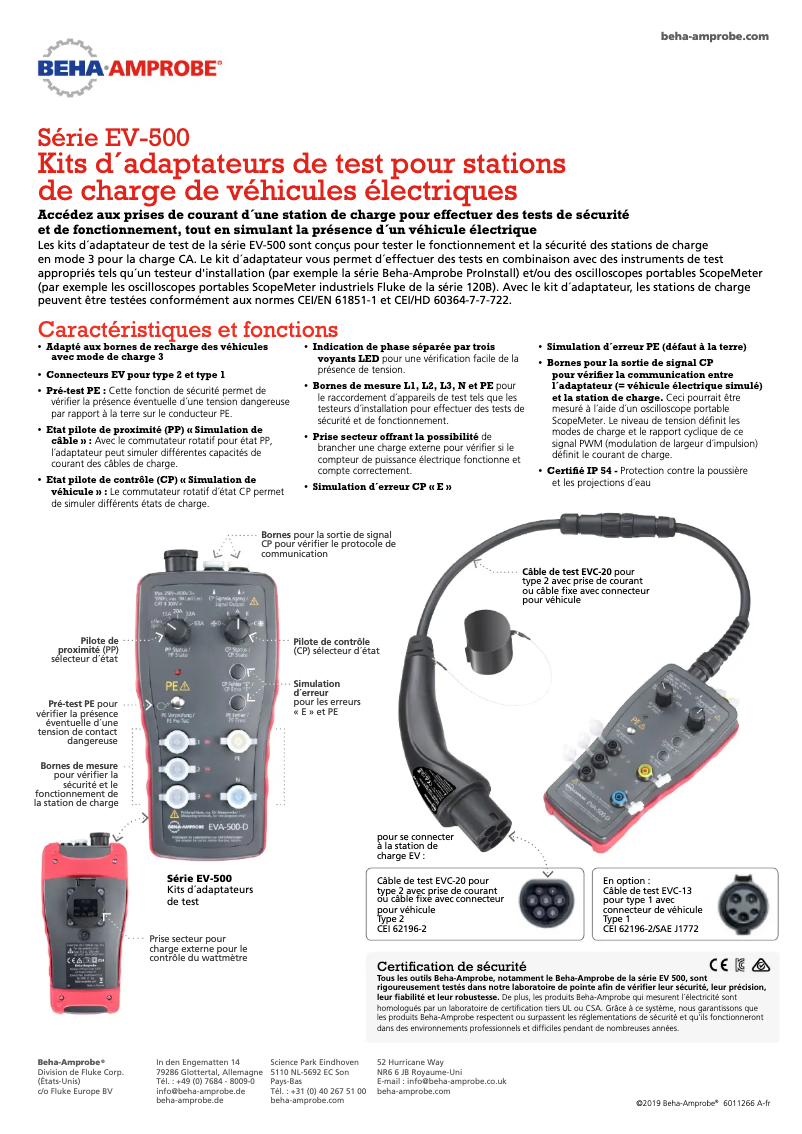 Page 1 de la notice Fiche technique Beha-Amprobe EV-520-D