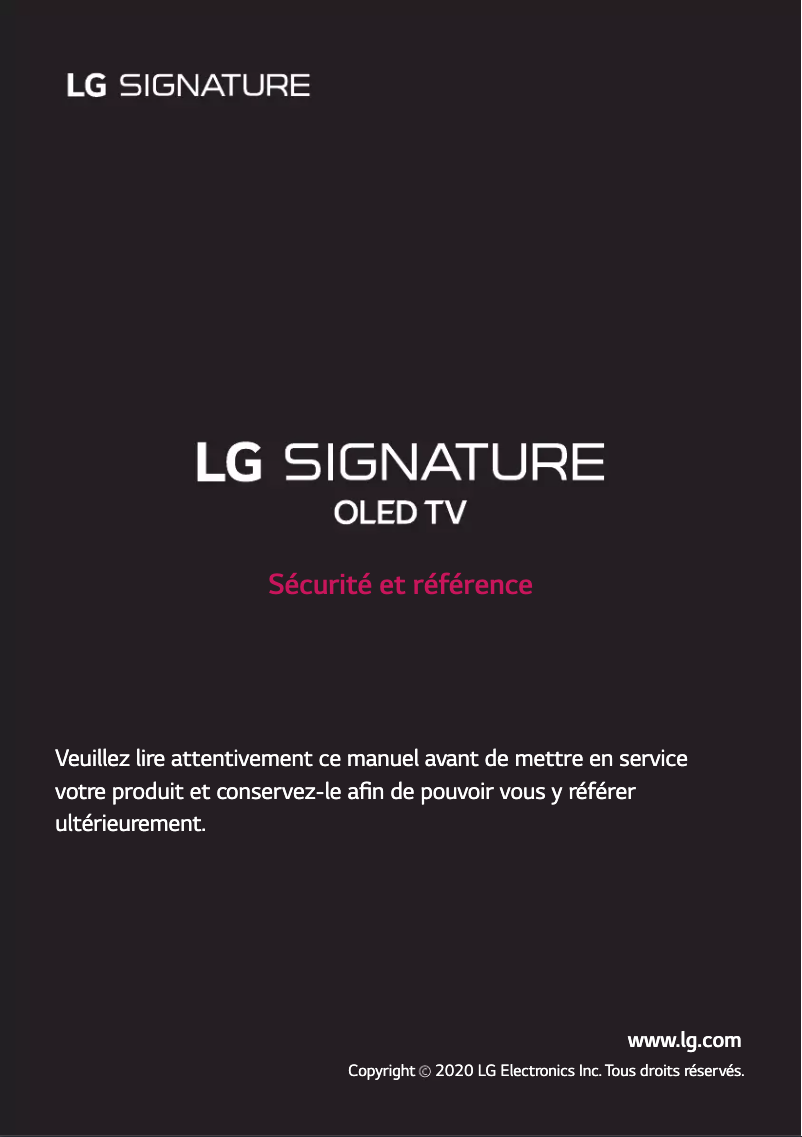 Page 1 de la notice Manuel utilisateur LG OLED88ZXPVA