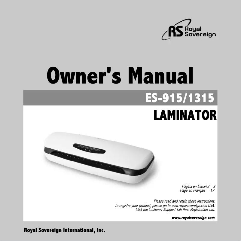Page n°1 - Manuel utilisateur Royal Sovereign ES-1315