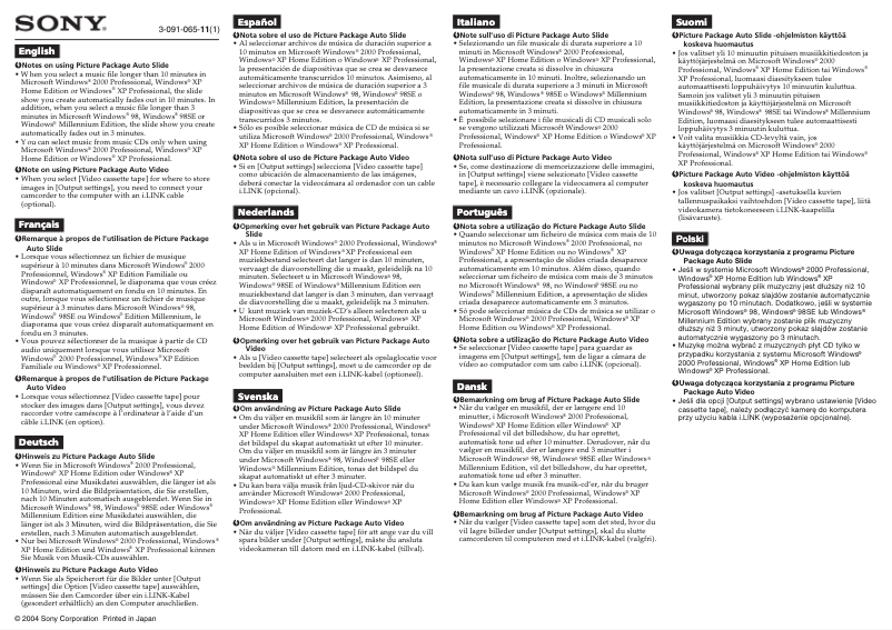 Page 1 de la notice Manuel utilisateur Sony DCR-TRV460