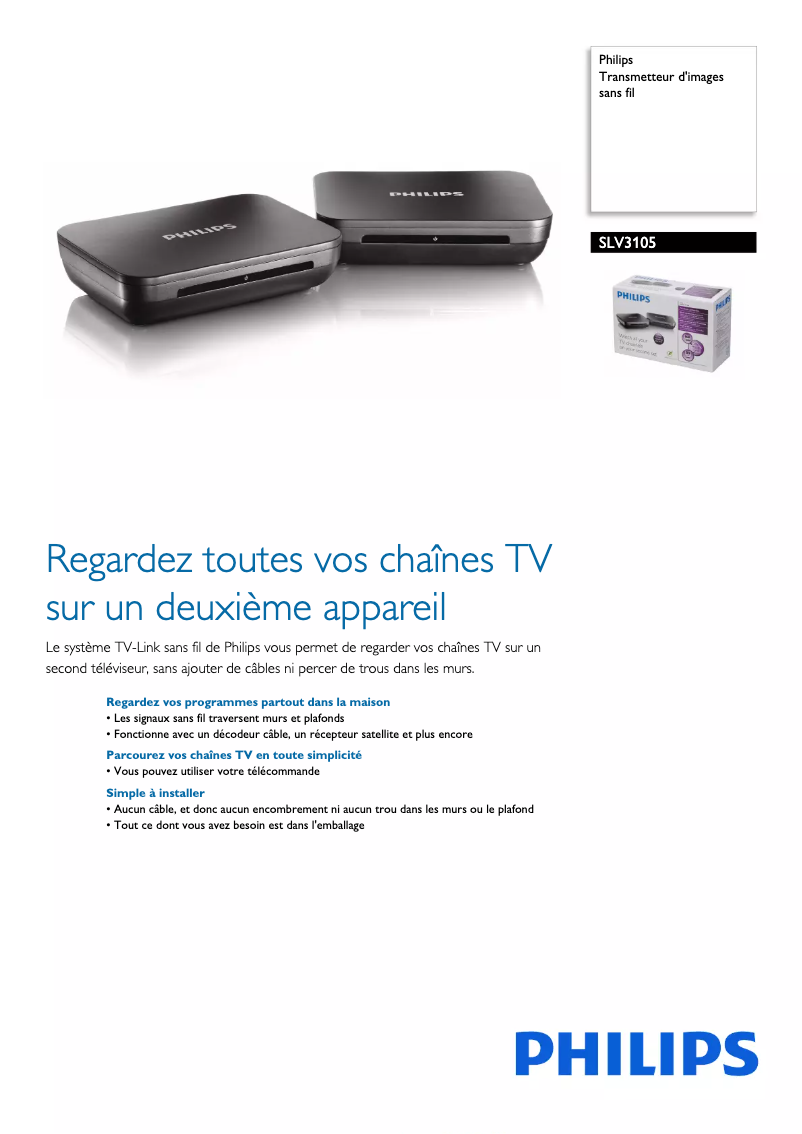 Page 1 de la notice Fiche technique Philips SLV3105